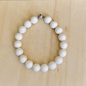 Chunky Mother of Pearl Bracelet w/ Silver Tone Magnetic Clasp